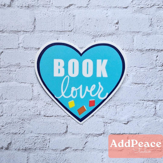 Book Lover Heart Vinyl Sticker – Bibliophile Gift, Laptop Decal, Journal Sticker, Waterproof Bookish Accessory