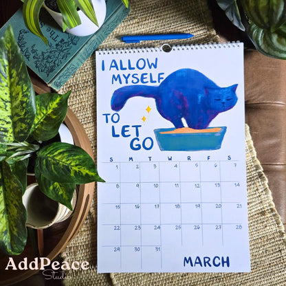 2026 Funny Cat Calendar with Motivational Affirmations