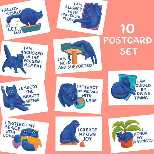 Funny Cat Affirmations 10 Postcard Set