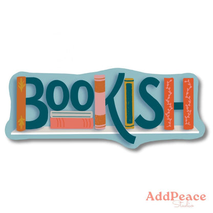 Bookish Books on Shelf Vinyl Sticker for Bookworms