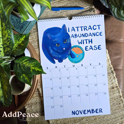 2026 Funny Cat Calendar with Motivational Affirmations