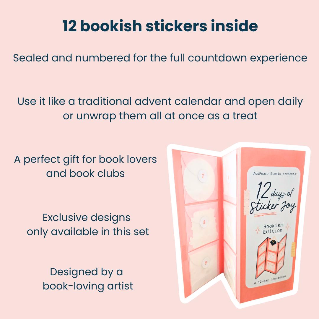 Bookish Sticker Pack - 12 Day Mystery Sticker Countdown for Book Lovers