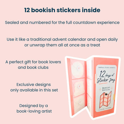 Bookish Sticker Pack - 12 Day Mystery Sticker Countdown for Book Lovers