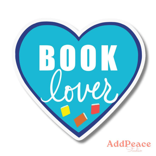 Book Lover Heart Vinyl Sticker – Bibliophile Gift, Laptop Decal, Journal Sticker, Waterproof Bookish Accessory