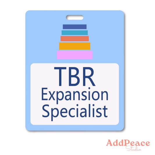TBR Expansion Specialist Sticker – Bookish Badge Decal