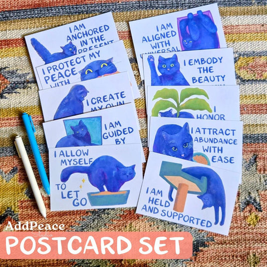 Funny Cat Affirmations 10 Postcard Set